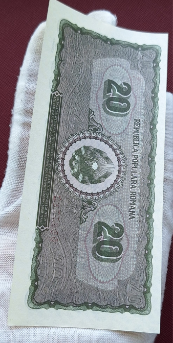 Romania 20 lei 1950, seria S/2 0567783, UNC [5]