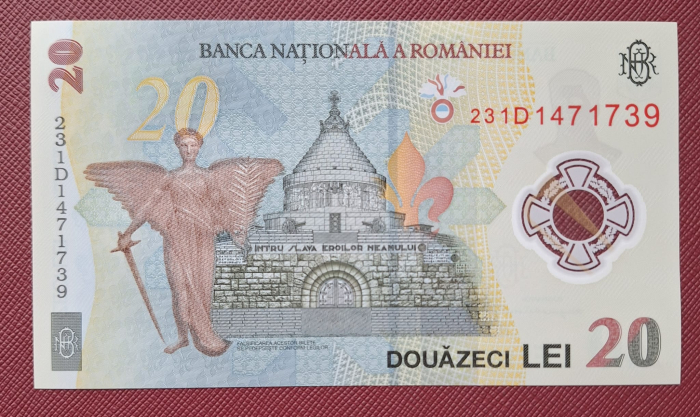 Romania 20 lei 2023, polimer, necirculata, prefix 231D [1]