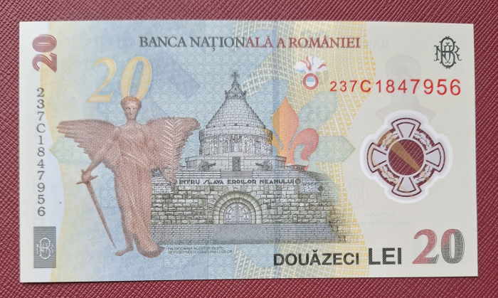 Romania 20 lei 2023, polimer, necirculata, prefix 237C [1]
