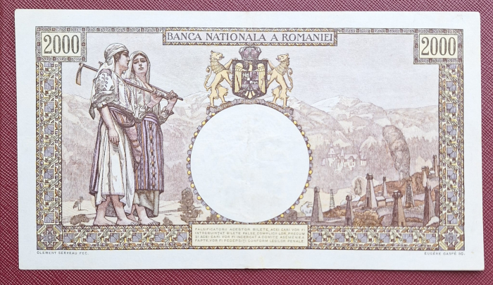 Romania, 2000 lei 10 Octombrie 1944, seria 0414/C.2996/74877414, stare buna [2]