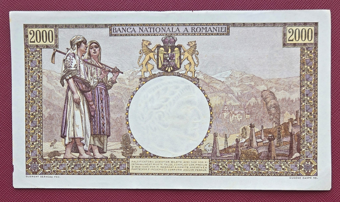 Romania, 2000 lei 1941, seria A.1309/0531/32700531, circulata [2]