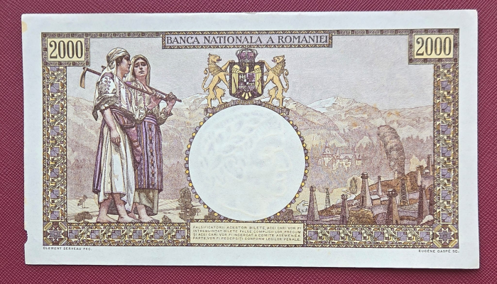 Romania, 2000 lei 1941, seria A.1309/0532/32700532, circulata [2]