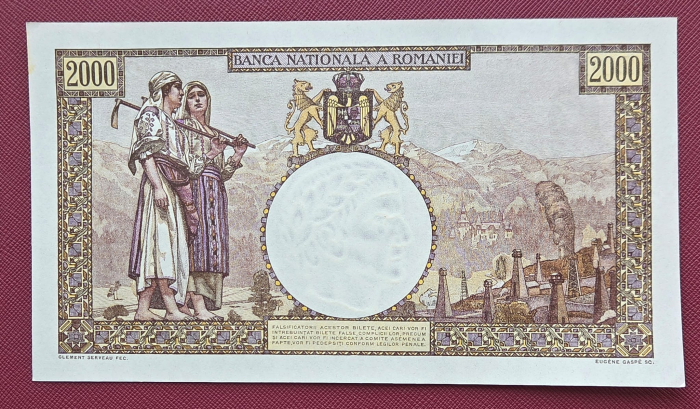 Romania, 2000 lei 1941, seria A.1309/0559/32700559, UNC- [2]