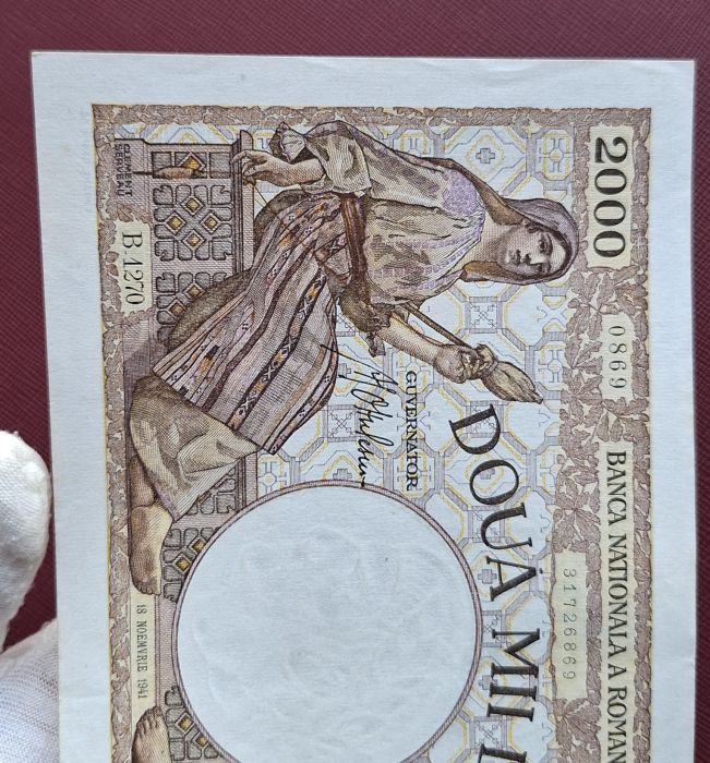 Romania, 2000 lei 1941, seria B.1270/0869/31726869, aproape necirculata [8]