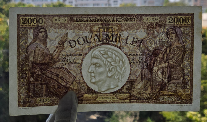 Romania, 2000 lei 1941, seria E.1309/0573/32700573, aproape necirculata [3]
