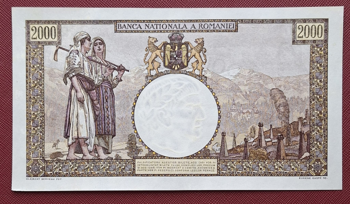 Romania, 2000 lei 1941, seria F.0302/0358/07530358, UNC- [2]