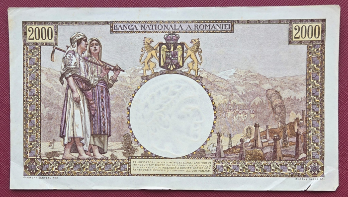 Romania, 2000 lei 1941, seria A.1309/0572/32700572, circulata [2]
