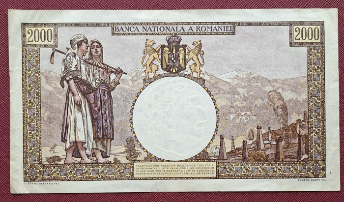 Romania, 2000 lei 1941, seria G.0723/0593/18056593, circulata [2]