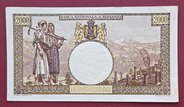 Romania, 2000 lei 1941, seria V.0751/0658/18770658, UNC- [2]