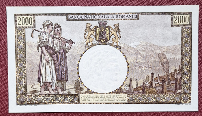 Romania, 2000 lei 1941, seria F.0302/0439/07530439, UNC- [2]