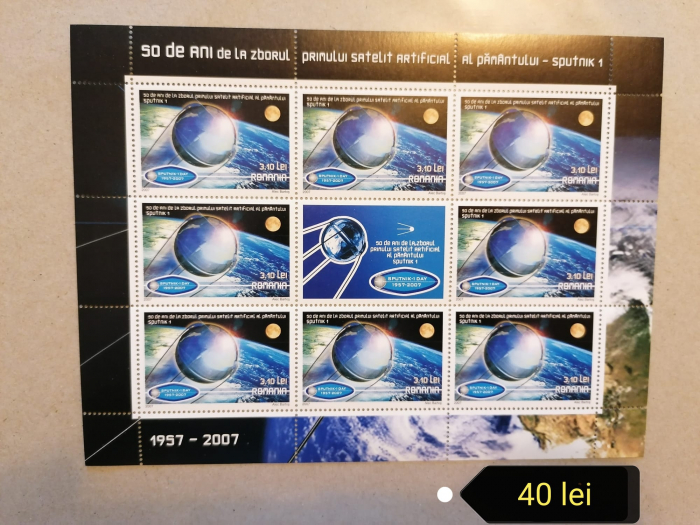 ROMANIA 2007 - 50 ANI DE LA ZBORUL PRIMULUI SATELIT SPUTNIK 1, MNH - LP 1785b, Spatiu, Nestampilat [1]