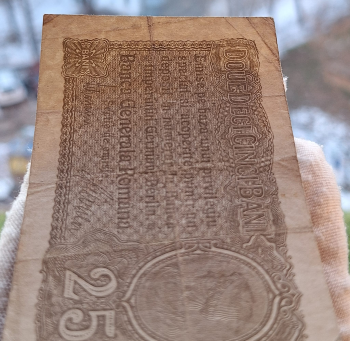 Romania 25 Bani 1917 B.G.R, Ocupatia Germana, seria F.0943766, circulata [5]