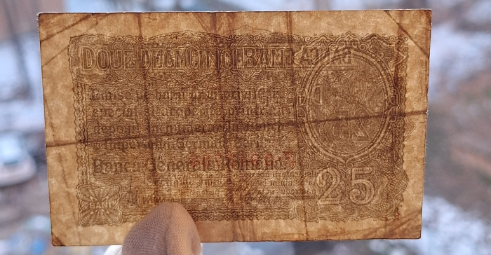 Romania 25 Bani 1917 B.G.R, Ocupatia Germana, seria F.0943766, circulata [3]