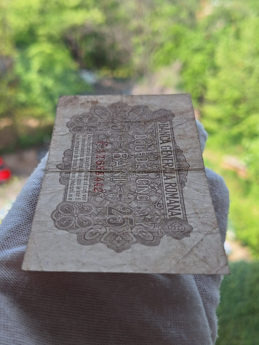 Romania 25 Bani 1917 B.G.R, Ocupatia Germana, seria F.12658442, circulata [3]
