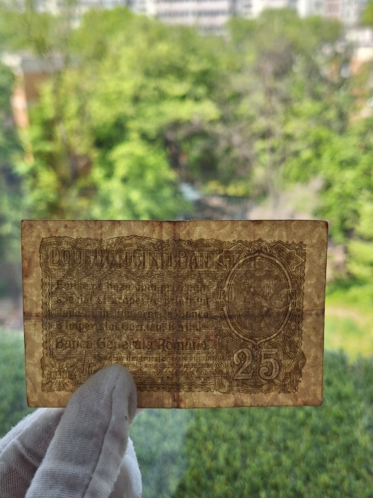Romania 25 Bani 1917 B.G.R, Ocupatia Germana, seria F.5043678, circulata [5]
