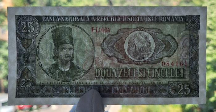 Romania 25 lei 1966, seria H.0104/084161, UNC- [3]