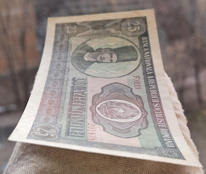 Romania 25 lei 1966, seria F.0119/231838, aproape necirculata [7]