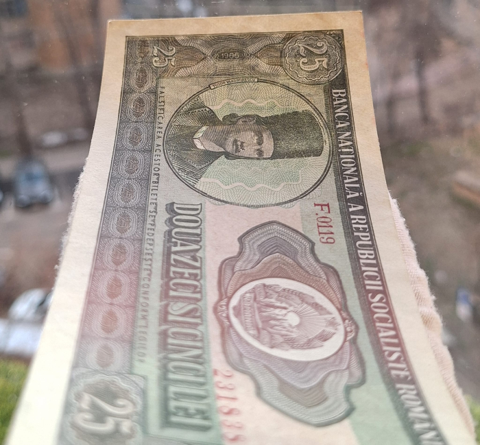 Romania 25 lei 1966, seria F.0119/231838, aproape necirculata [6]