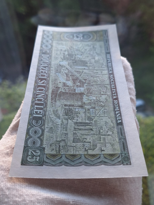 Romania 25 lei 1966, seria D.0120/477375, UNC [4]