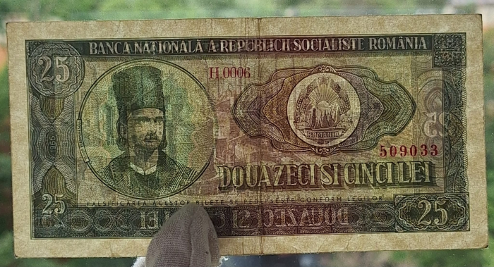 Romania 25 lei 1966, seria H.0006/509033, circulata [3]