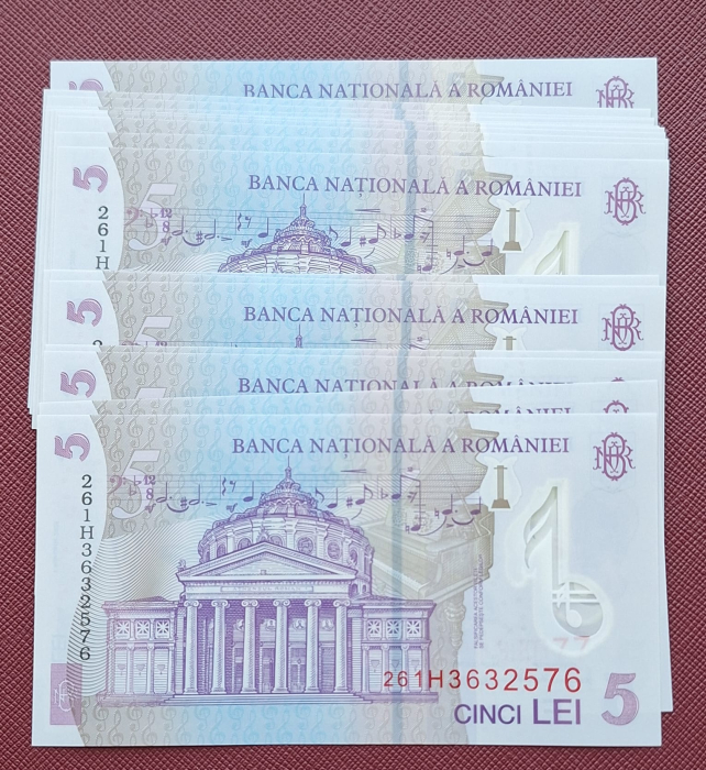 Romania 2x 5 lei 2026, polimer, UNC, semnatura Mugur Tolici [2]