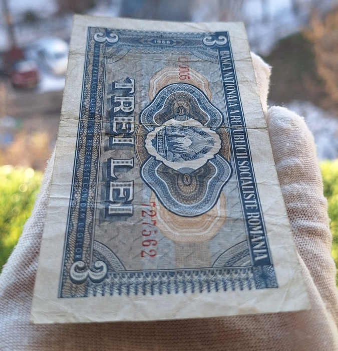 Romania 3 lei 1966, seria C.0005/727562, circulata [4]