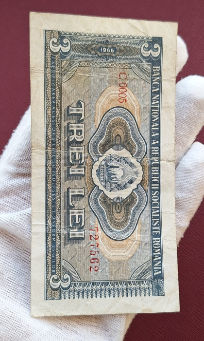 Romania 3 lei 1966, seria C.0005/727562, circulata [6]