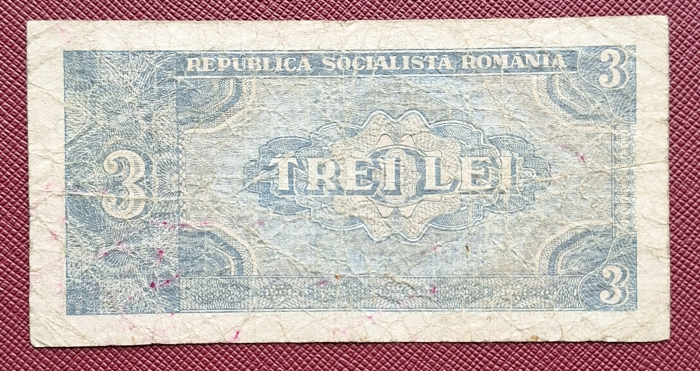 Romania 3 lei 1966, seria C.0010/642436, circulata [2]