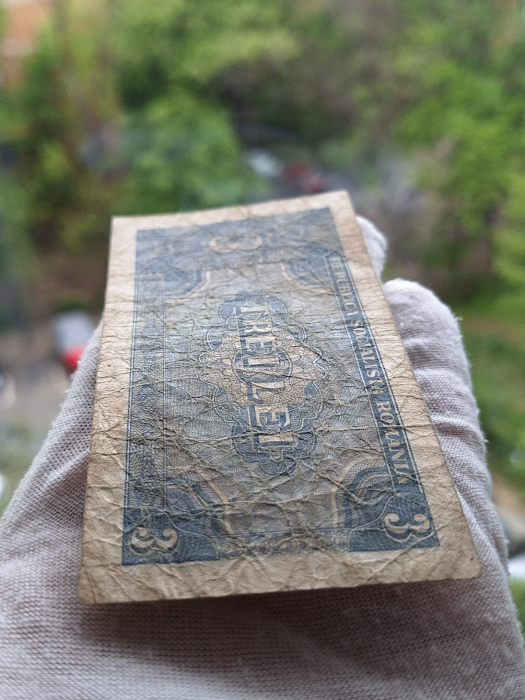 Romania 3 lei 1966, seria D.0010/649621, circulata [6]