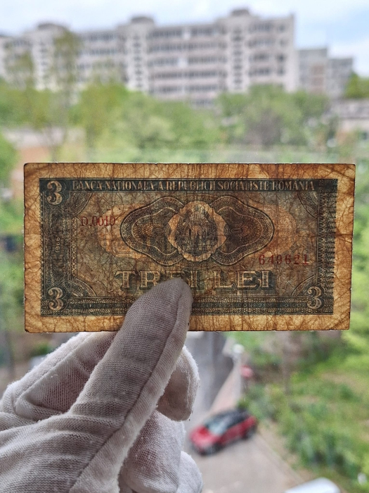 Romania 3 lei 1966, seria D.0010/649621, circulata [3]