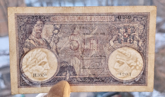 Romania bancnota 5 lei 1928, circulata [3]