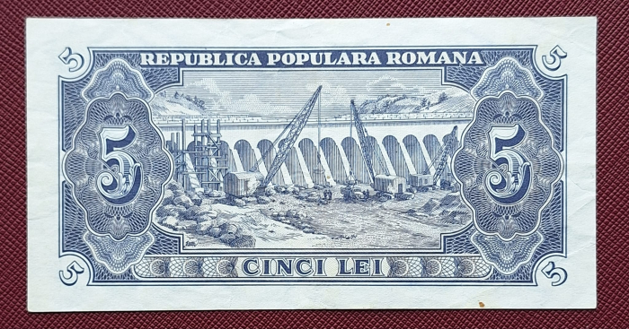 Romania, 5 lei 1952, seria b 44 / 459690, circulata, stare buna [2]