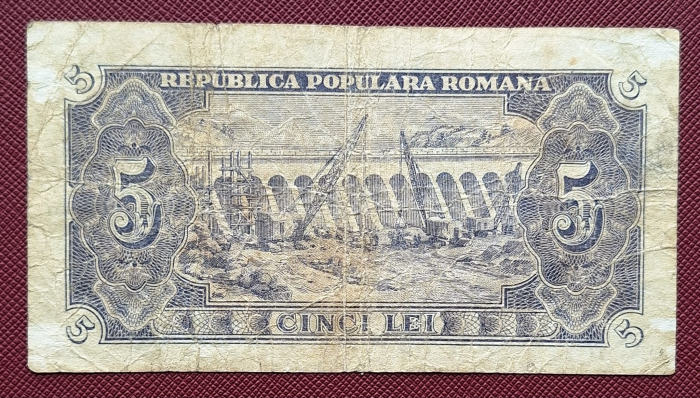 Romania, 5 lei 1952, seria h 8 / 003085, circulata [2]