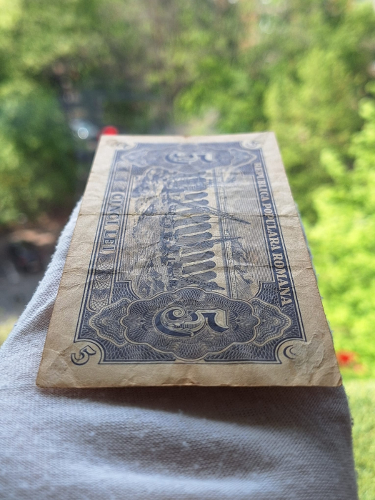 Romania, 5 lei 1952, seria m 44 / 234271, circulata, stare buna [6]