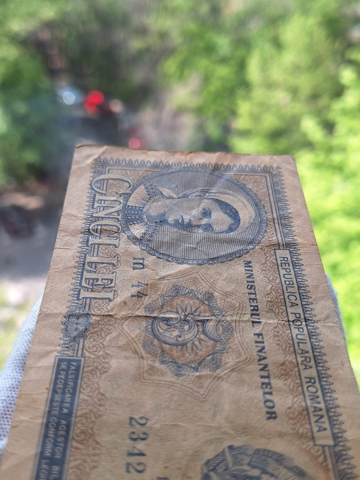 Romania, 5 lei 1952, seria m 44 / 234271, circulata, stare buna [7]