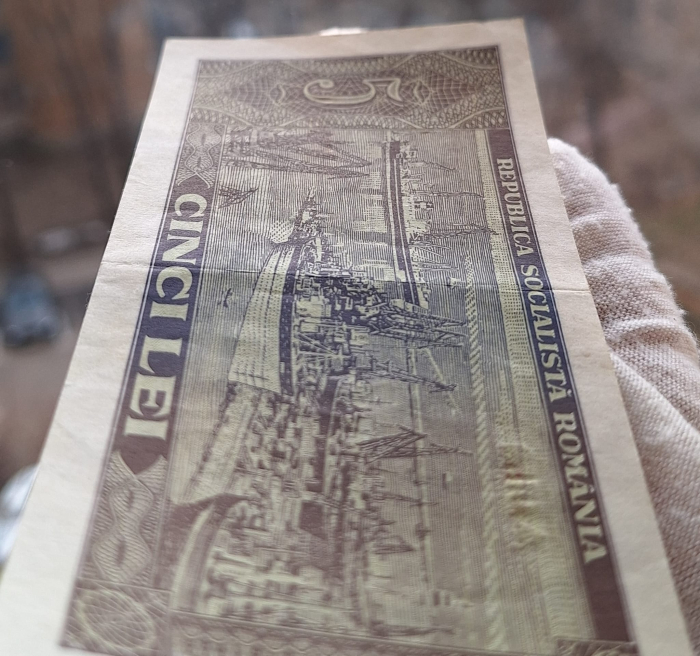 Romania 5 lei 1966, seria A.0159/579276, aproape necirculata [4]