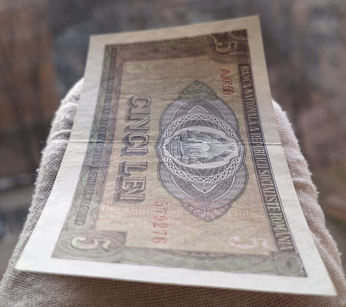 Romania 5 lei 1966, seria A.0159/579276, aproape necirculata [7]