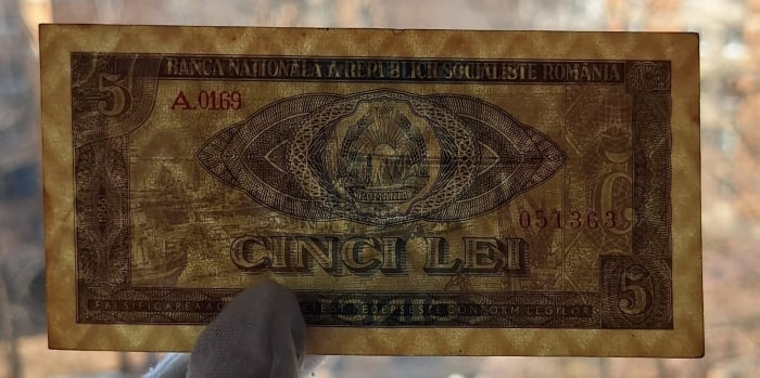 Romania 5 lei 1966, seria A.0169/051363, circulata [3]