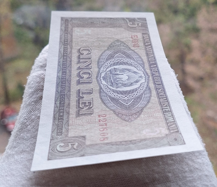 Romania 5 lei 1966, seria E.0143/227808, necirculata [4]