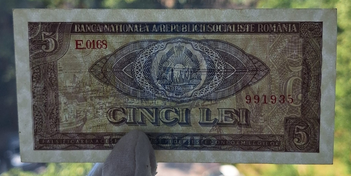 Romania 5 lei 1966, seria E.0168/991935, UNC- [3]