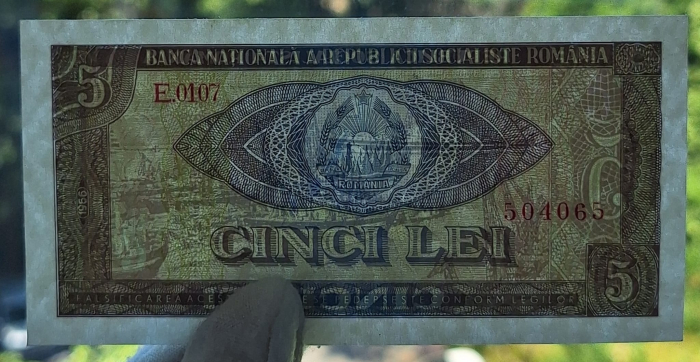 Romania 5 lei 1966, seria E.0107/504065, UNC- [3]