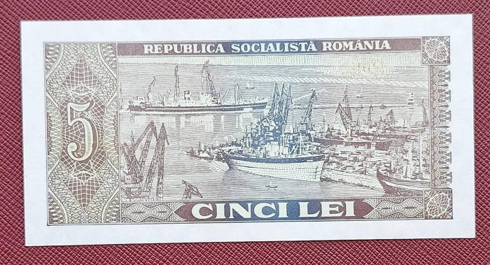 Romania 5 lei 1966, seria F.0160/446926, aproape necirculata [2]