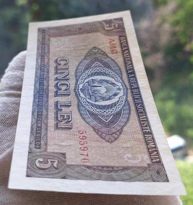 Romania 5 lei 1966, seria A.0143/595970, circulata, stare buna [5]