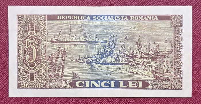 Romania 5 lei 1966, seria G.0127/555892, circulata, stare buna [2]