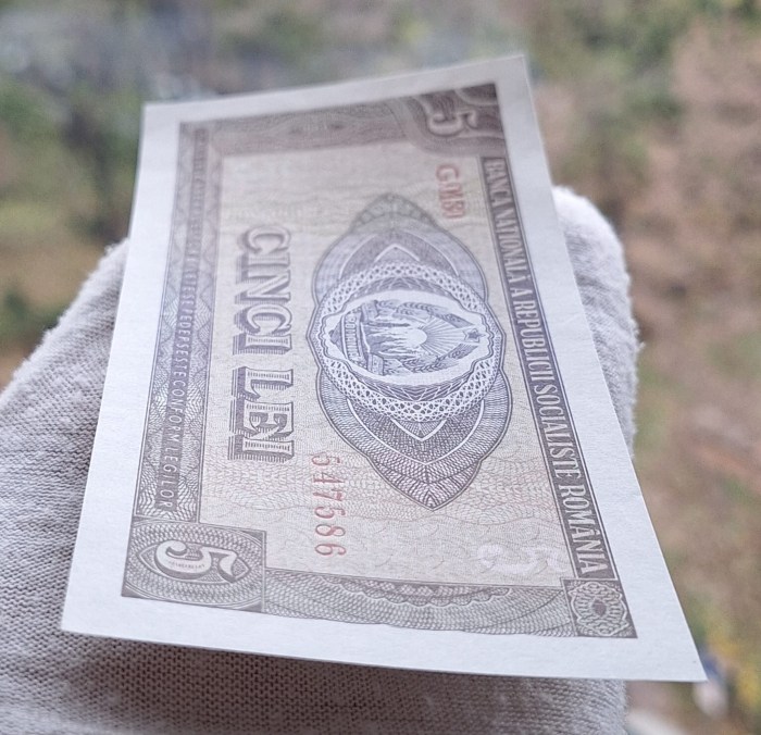 Romania 5 lei 1966, seria G.0130/547586, necirculata [4]