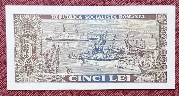 Romania 5 lei 1966, seria H.0111/198381, circulata, stare buna [2]