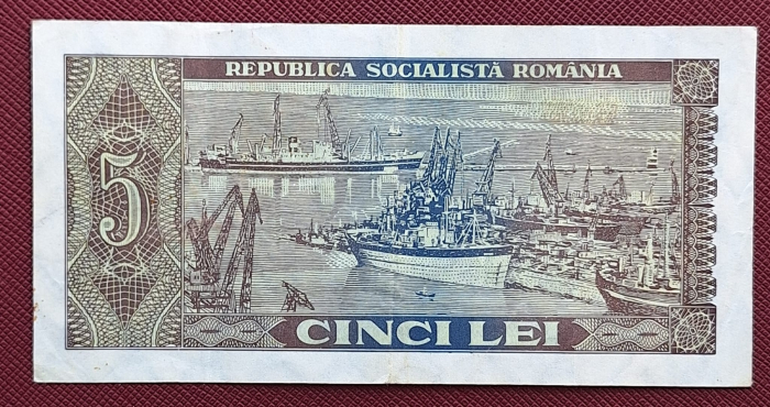 Romania 5 lei 1966, seria B.0130/272954, circulata [2]