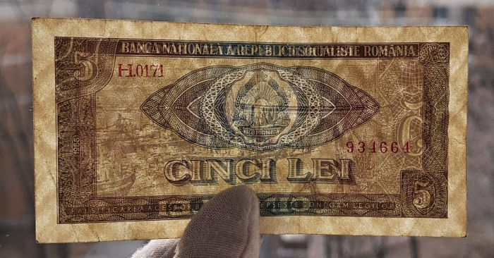 Romania 5 lei 1966, seria H.0171/934664, circulata [3]