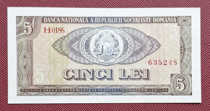 Romania 5 lei 1966, seria H.0188/635248, necirculata [1]