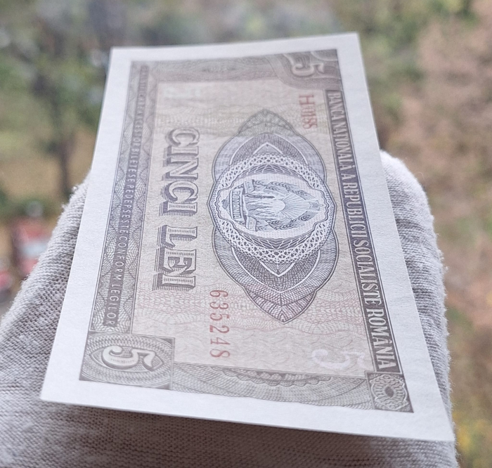 Romania 5 lei 1966, seria H.0188/635248, necirculata [4]